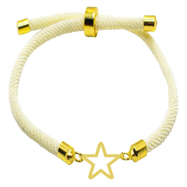 دستبند طلا 18 عیار زنانه شمیم گلد گالری مدل آسانسوری پلاک دار ستاره ای رنگ سفید شیری-0.10