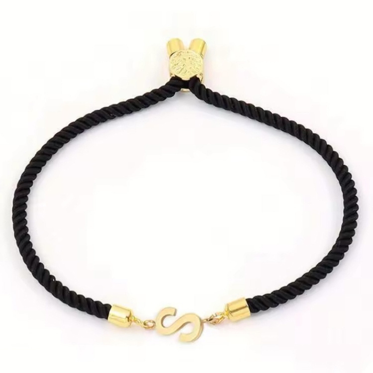 دستبند طلا 18 عیار زنانه شمیم گلد گالری طرح مینیمال حرف S-40