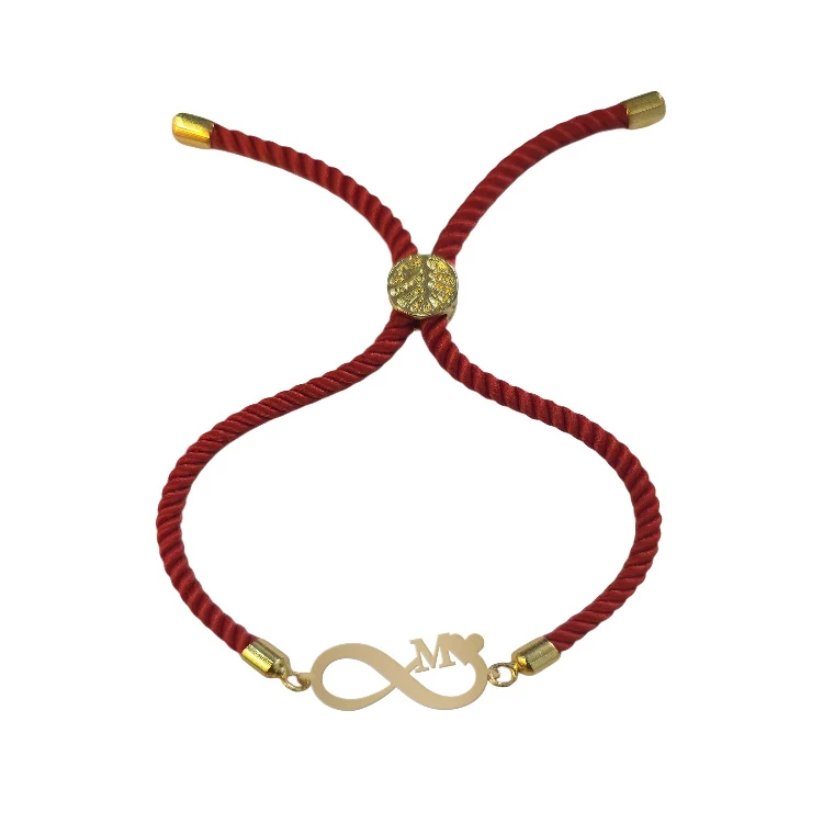 دستبند طلا 18 عیار زنانه شمیم گلد گالری مدل بینهایت و حرف M کد D7-17-0.10