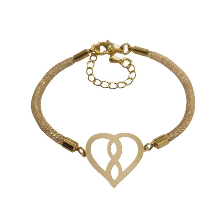 دستبند طلا 18 عیار زنانه شمیم گلد گالری طرح قلب و بینهایت کد D16-28-0.10
