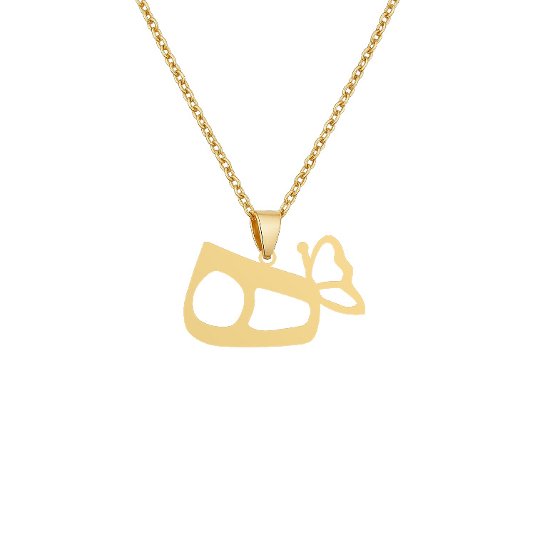 گردنبند طلا 18 زنانه شمیم گلد گالری طرح مینیمال حرف ه و پروانه کد T-72