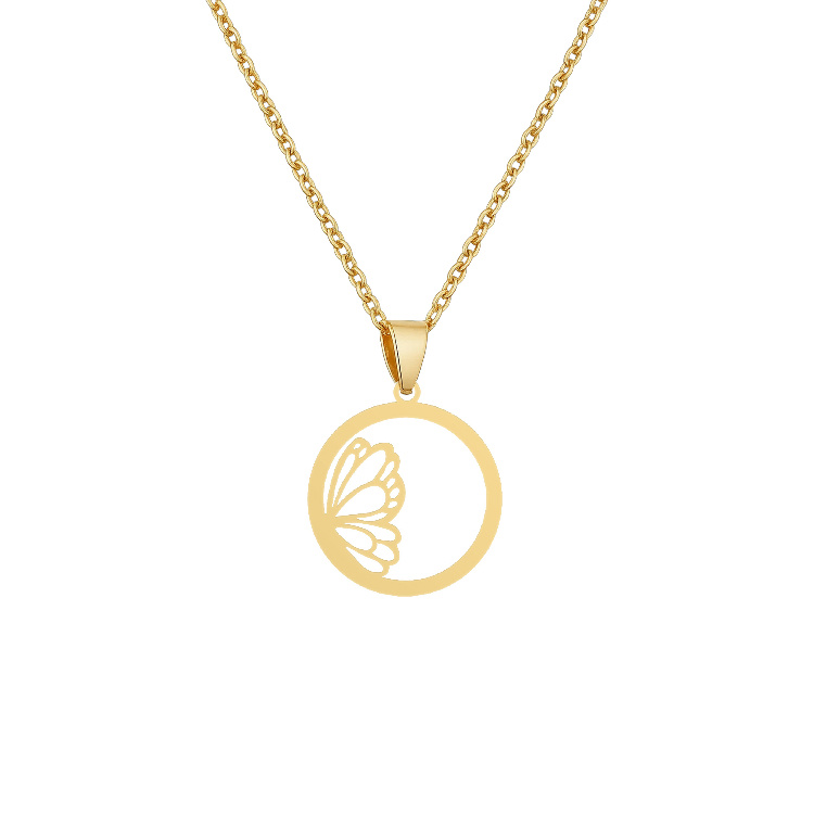 گردنبند طلا 18 عیار زنانه شمیم گلد گالری فانتزی دایره و پروانه کد Z-59