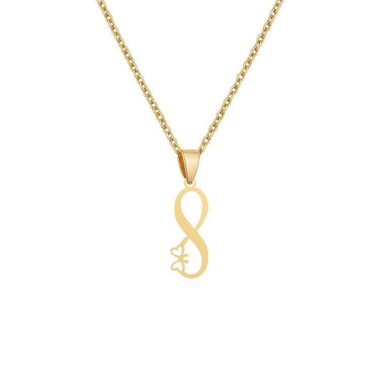 گردنبند طلا 18 زنانه شمیم گلد گالری مدل بینهایت و پاپیون T-18