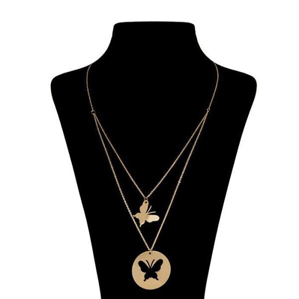گردنبند طلا 18 عیار زنانه شمیم گلد گالری طرح پروانه کد zr53