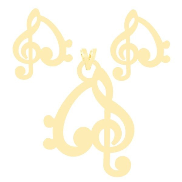 نیم ست طلا 18 عیار دخترانه شمیم گلد گالری مدل قلب موسیقی 888