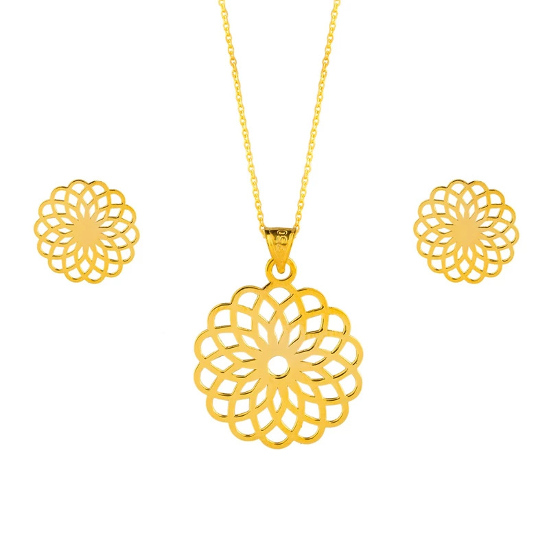 نیم ست طلا 18 عیار شمیم گلد گالری مدل GLE167