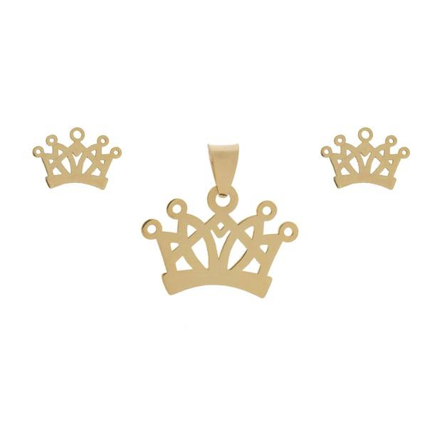 نیم ست طلا 18 عیار زنانه شمیم گلد گالری طرح تاج کد SG565 نیم ست طلا 18 عیار زنانه شمیم گلد گالری طرح تاج کد SG565