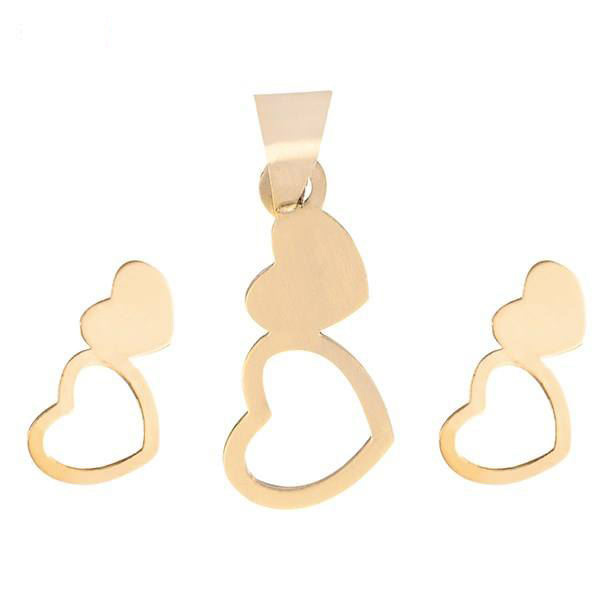 نیم ست طلا 18 عیار زنانه شمیم گلد گالری طرح قلب کد 18922