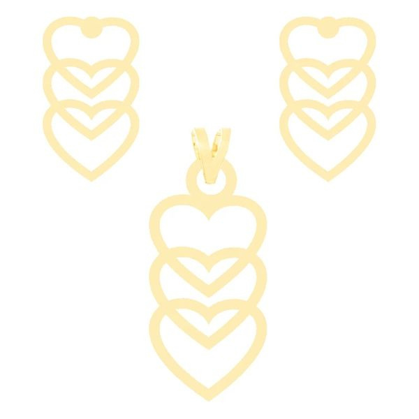 نیم ست طلا 18 عیار دخترانه شمیم گلد گالری مدل قلب ستایی 333