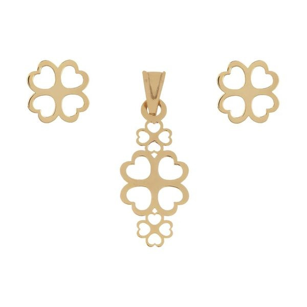 نیم ست طلا 18 عیار دخترانه شمیم گلد گالری مدل گل زیبا 635