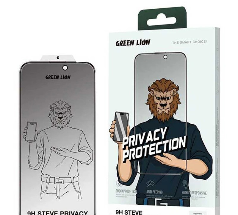 محافظ صفحه نمایش حریم شخصی گرین لاین مدل 9H Steve Privacy مناسب برای گوشی موبایل اپل iPhone 16 /15/14 Pro