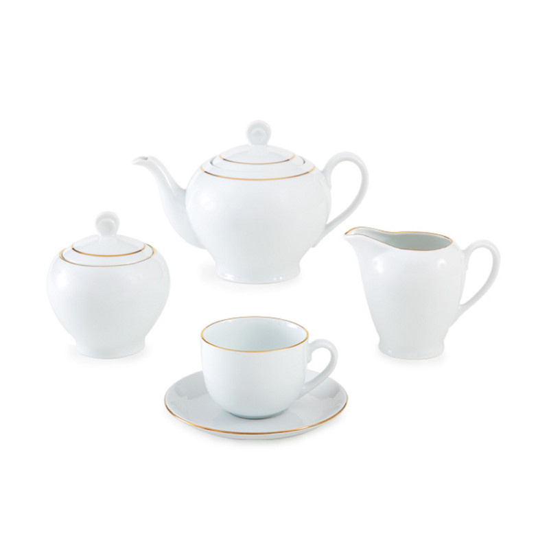 سرویس چای خوری 17 پارچه چینی زرین ایران مدل ایتالیا اف زرین درجه عالی