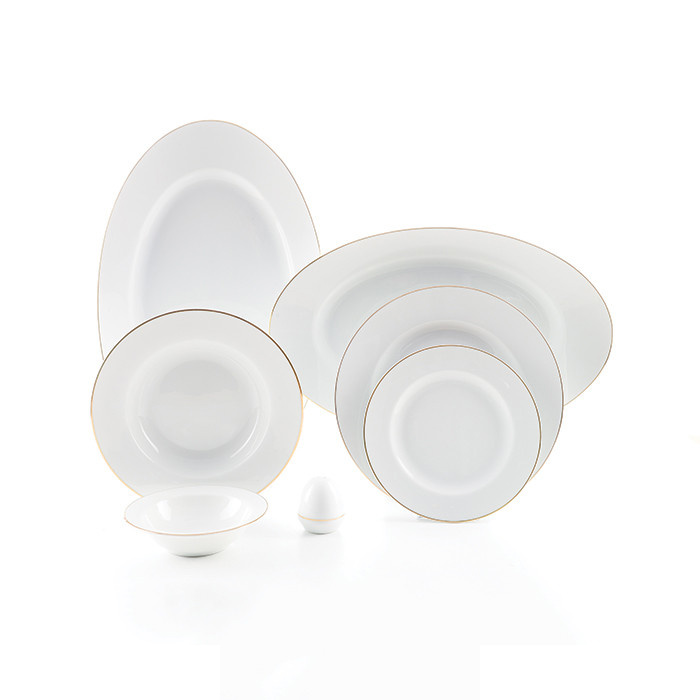 سرویس غذاخوری 28 پارچه 6 نفر چینی زرین ایران مدل ایتالیا اف زرین یک خط طلا درجه یک