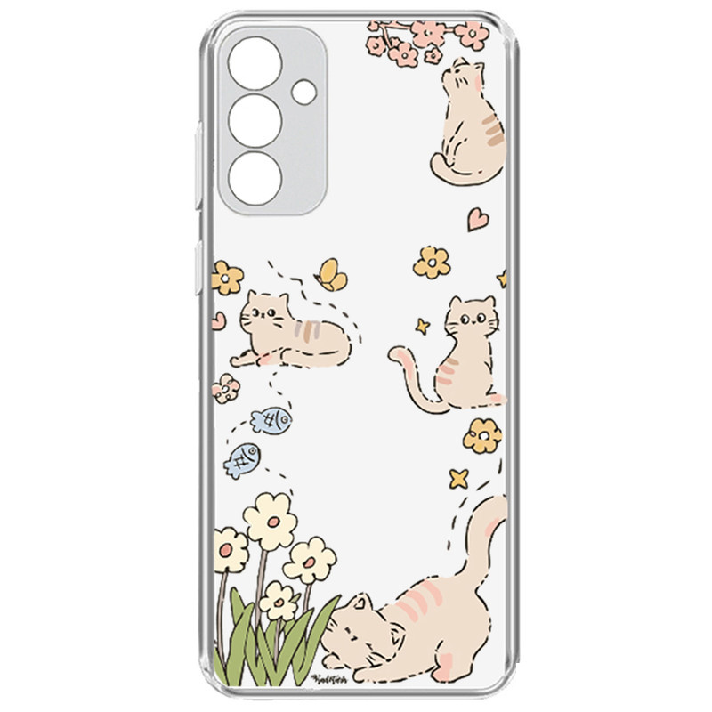 کاور گوشی طرح Cat & Flowers مناسب برای گوشی موبایل سامسونگ Galaxy A35