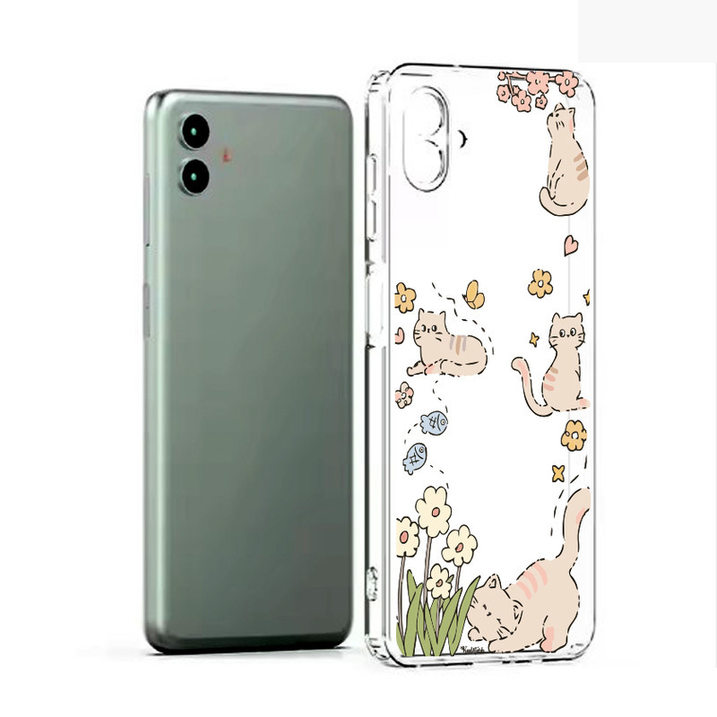 کاور طرح Cat & Flower مناسب برای گوشی موبایل سامسونگ Galaxy A06