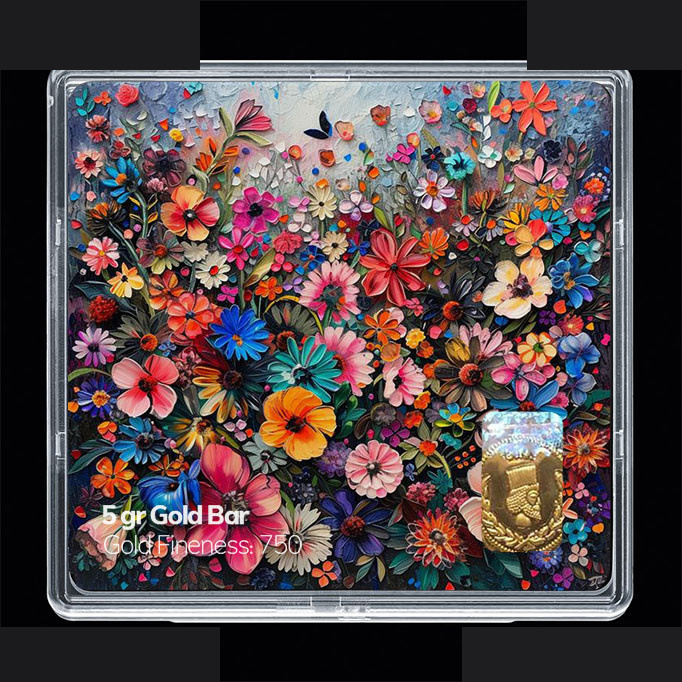 شمش طلا 18 عیار مدوپد مدل گل کد SG11812 شمش طلا 18 عیار مدوپد مدل گل کد SG11812