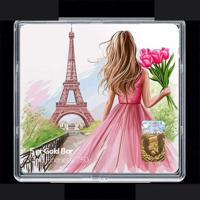 شمش طلا 18 عیار مدوپد مدل ایفل کد SG11771 شمش طلا 18 عیار مدوپد مدل ایفل کد SG11771