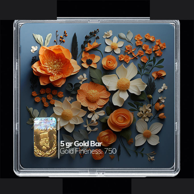 شمش طلا 18 عیار مدوپد مدل گل کد SG10384