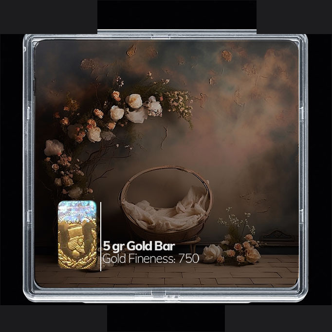 شمش طلا 18 عیار مدوپد مدل سبد و گل کد SG10328