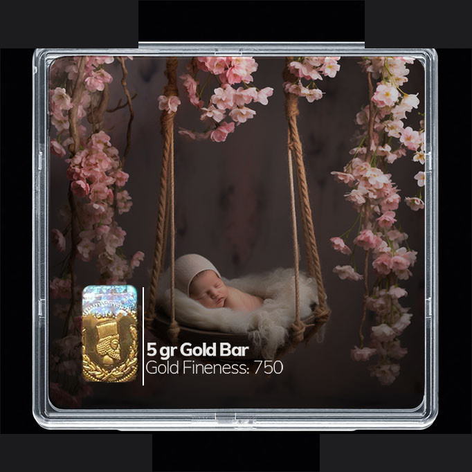 شمش طلا 18 عیار مدوپد مدل نوزاد کد SG10297