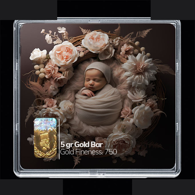 شمش طلا 18 عیار مدوپد مدل نوزاد کد SG10256