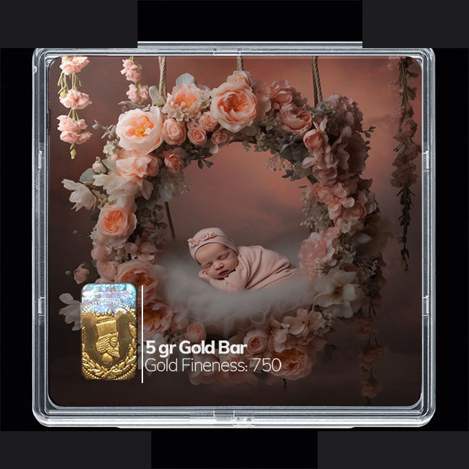 شمش طلا 18 عیار مدوپد مدل نوزاد کد SG10251 شمش طلا 18 عیار مدوپد مدل نوزاد کد SG10251