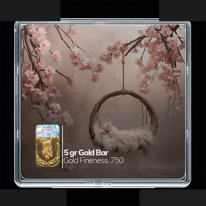 شمش طلا 18 عیار مدوپد مدل سبد و گل کد SG10247 شمش طلا 18 عیار مدوپد مدل سبد و گل کد SG10247