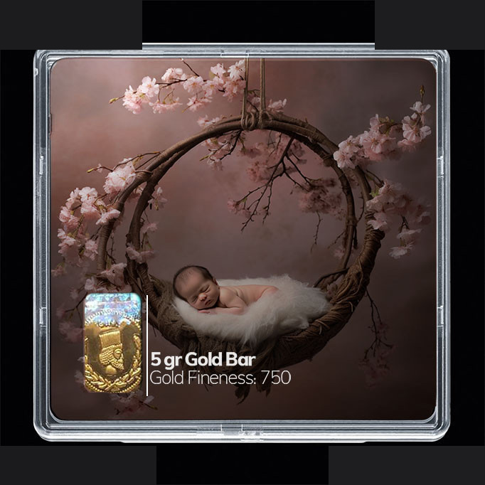 شمش طلا 18 عیار مدوپد مدل نوزاد کد SG10244