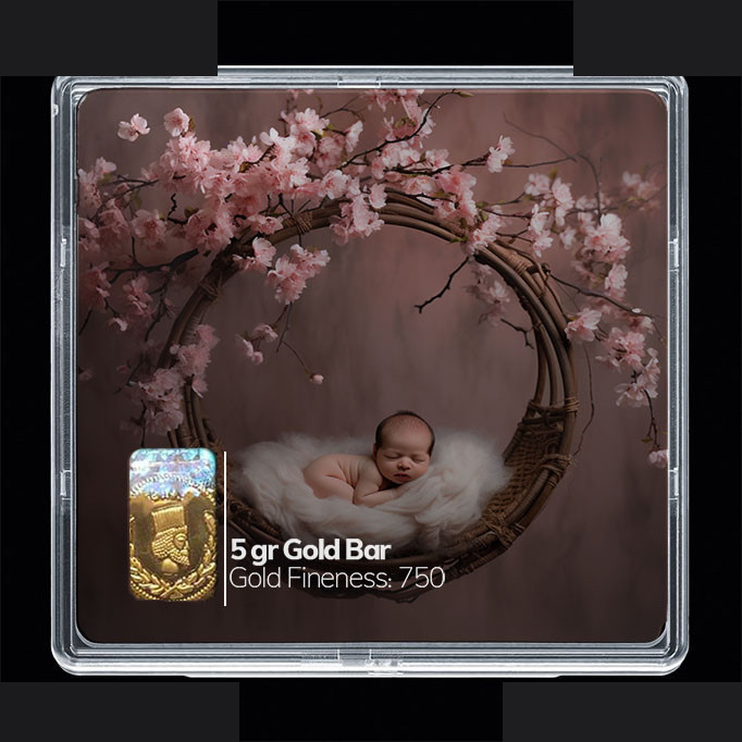 شمش طلا 18 عیار مدوپد مدل نوزاد کد SG10241