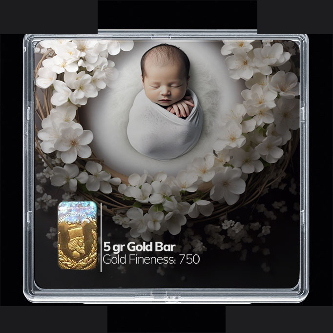 شمش طلا 18 عیار مدوپد مدل نوزاد کد SG10234