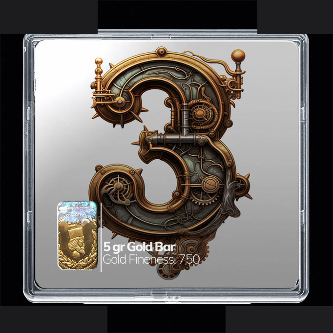 شمش طلا 18 عیار مدوپد مدل عدد 3 کد SG10206