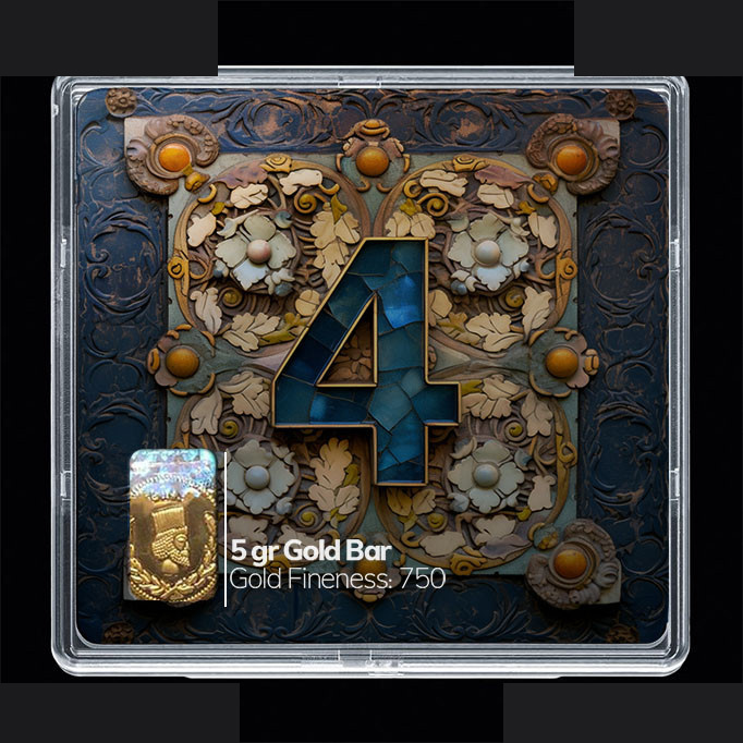 شمش طلا 18 عیار مدوپد مدل عدد 4 کد SG10181