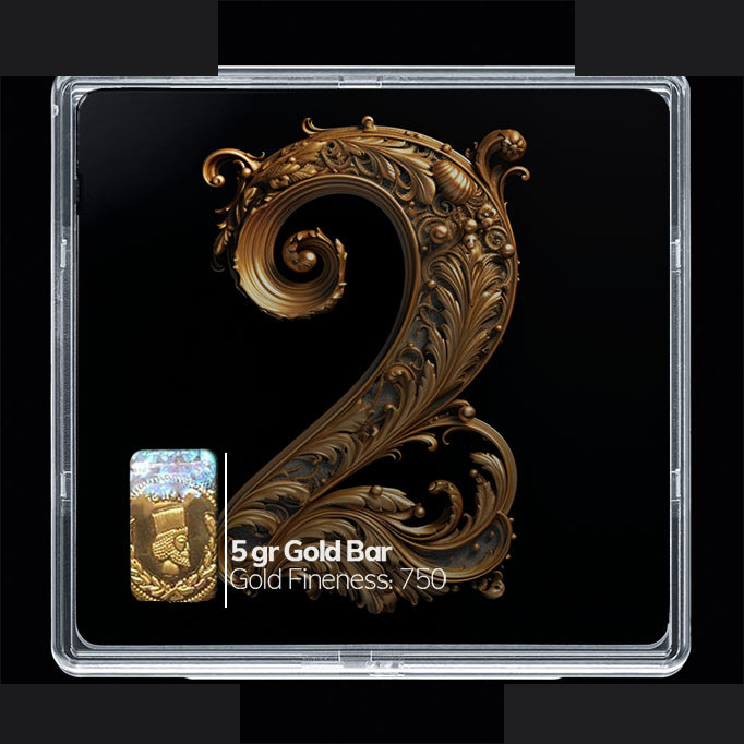 شمش طلا 18 عیار مدوپد مدل عدد 2  کد SG10175