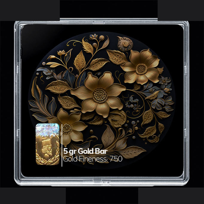 شمش طلا 18 عیار مدوپد مدل سینی و گل کد SG10171