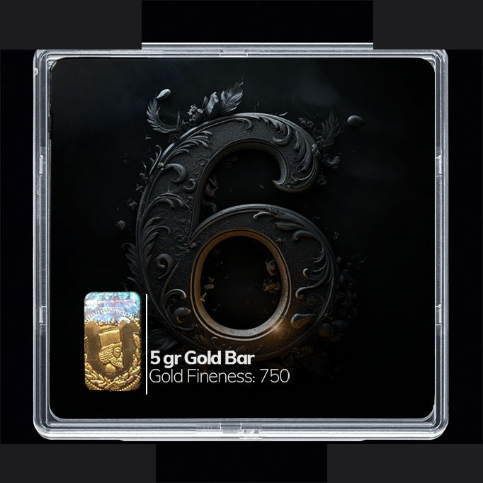 شمش طلا 18 عیار مدوپد مدل عدد 6 کد SG10166