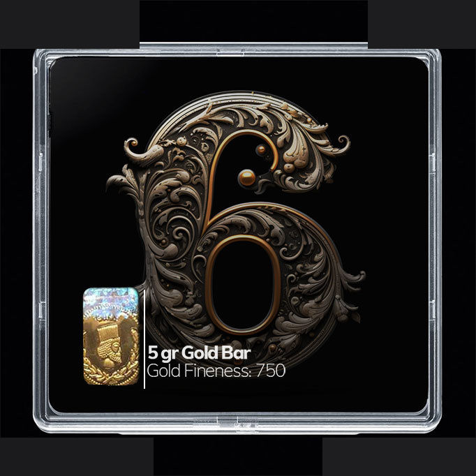 شمش طلا 18 عیار مدوپد مدل عدد 6 کد SG10161