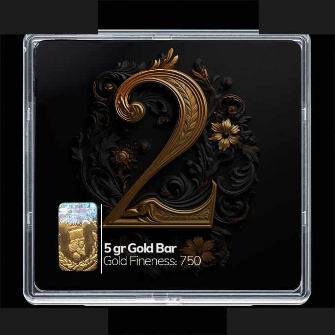 شمش طلا 18 عیار مدوپد مدل عدد 2  کد SG10157