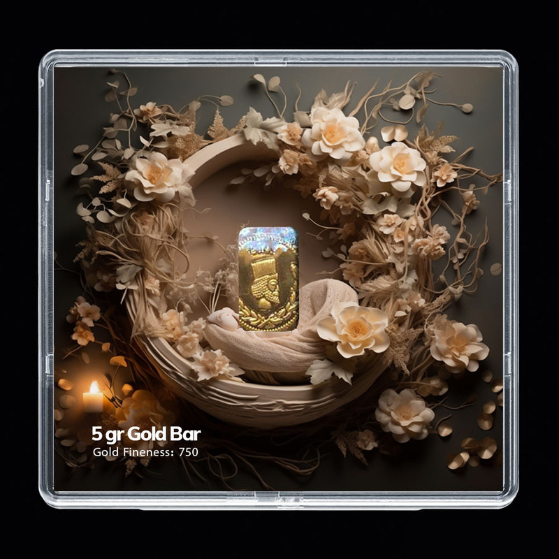 شمش طلا 18 عیار مدوپد مدل سبد و گل کد SG-10300