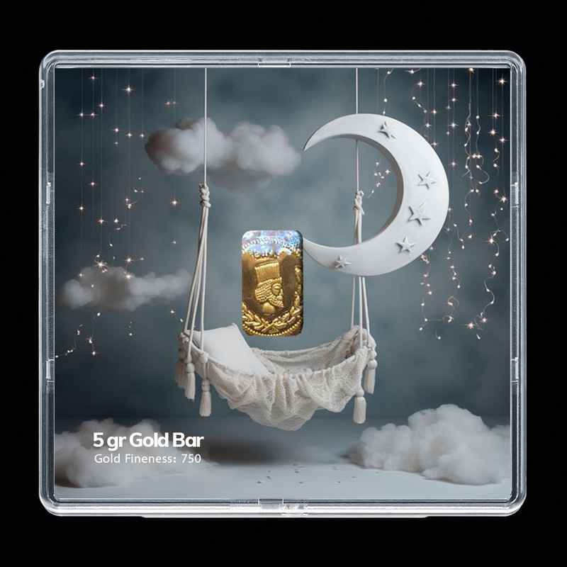 شمش طلا 18 عیار مدوپد مدل ماه و گهواره کد SG-10298