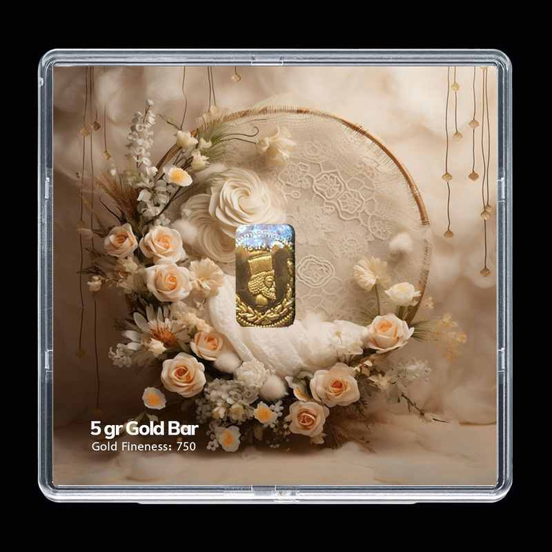 شمش طلا 18 عیار مدوپد مدل سبد و گل کد SG-10274