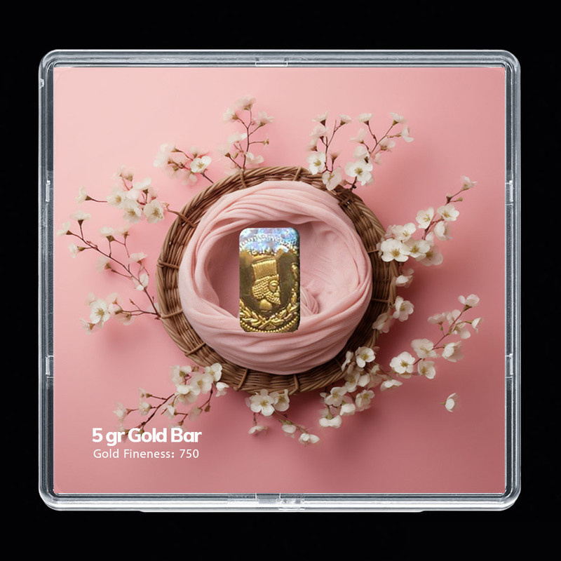 شمش طلا 18 عیار مدوپد مدل سبد و گل کد SG-10264