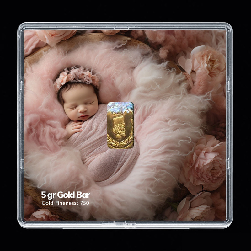 شمش طلا 18 عیار مدوپد مدل نوزاد  کد SG-10258