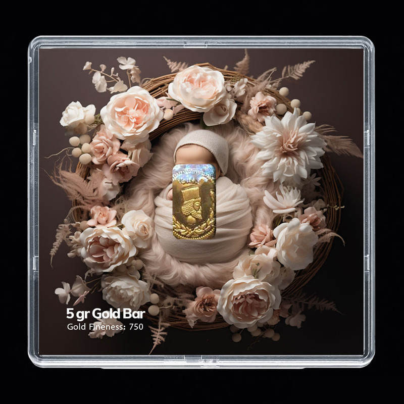 شمش طلا 18 عیار مدوپد مدل نوزاد کد SG-10256