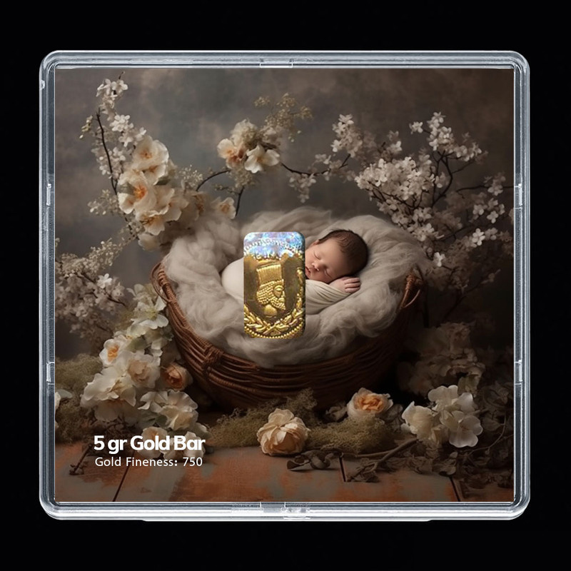 شمش طلا 18 عیار مدوپد مدل نوزاد کد SG-10255 شمش طلا 18 عیار مدوپد مدل نوزاد کد SG-10255