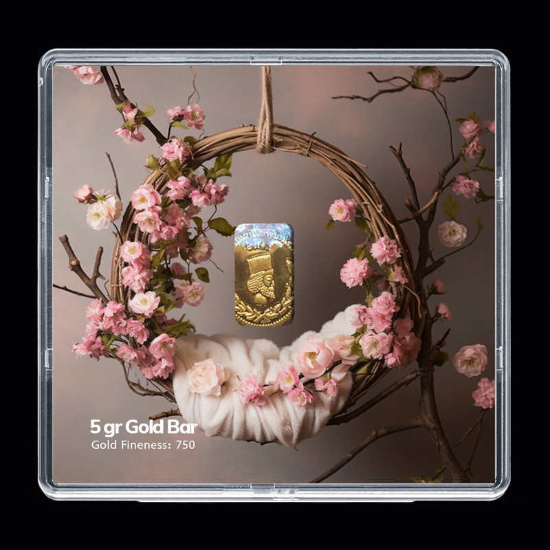 شمش طلا 18 عیار مدوپد مدل سبد و گل کد SG-10248