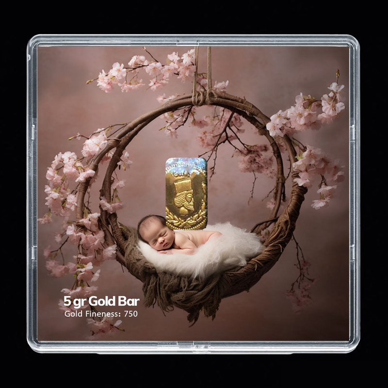 شمش طلا 18 عیار مدوپد مدل نوزاد کد SG-10244