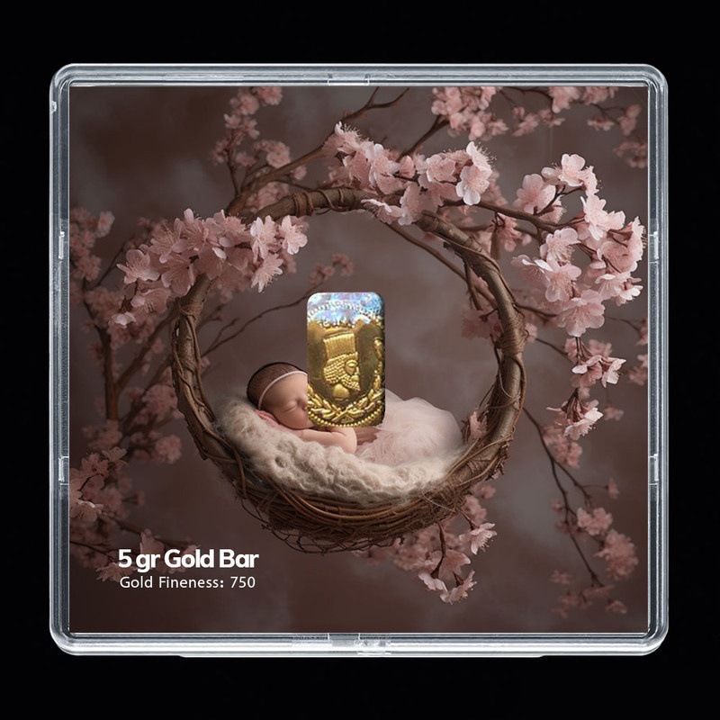 شمش طلا 18 عیار مدوپد مدل نوزاد کد SG-10243 شمش طلا 18 عیار مدوپد مدل نوزاد کد SG-10243