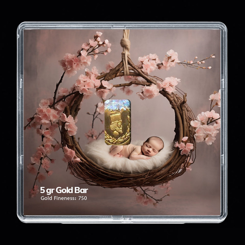 شمش طلا 18 عیار مدوپد مدل نوزاد کد SG-10239