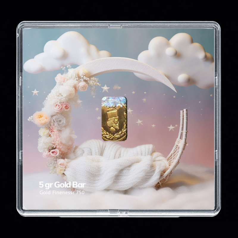 شمش طلا 18 عیار مدوپد مدل ماه  و ستاره کد SG-10232