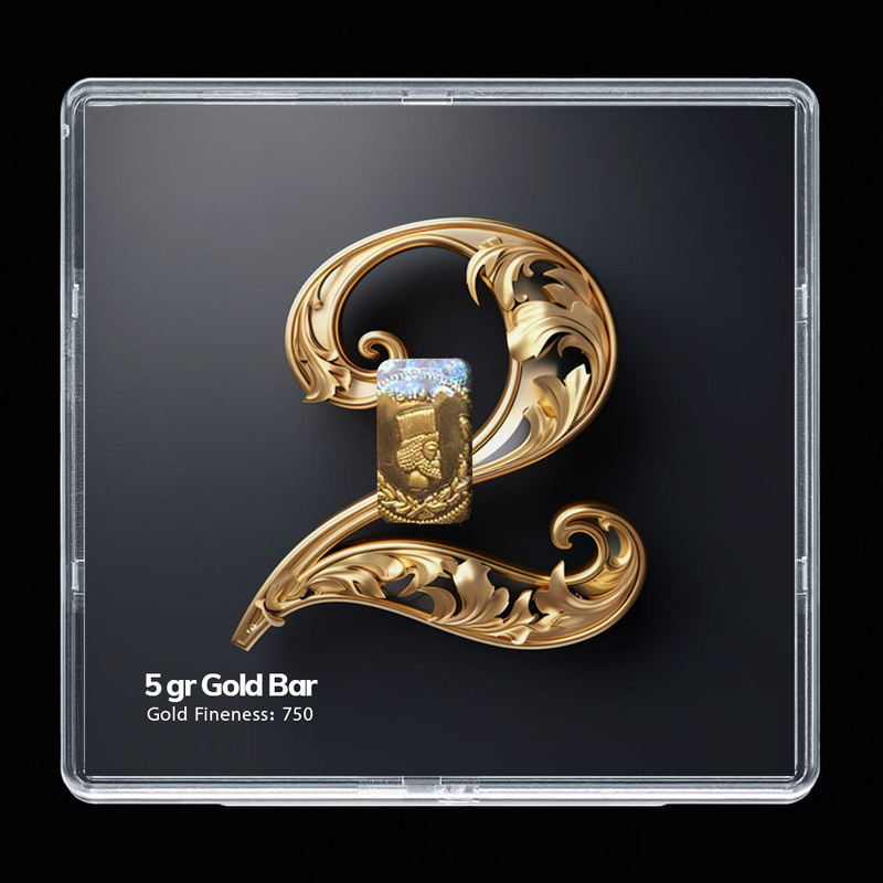 شمش طلا 18 عیار مدوپد مدل عدد 2  کد SG-10202